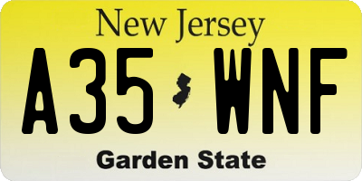 NJ license plate A35WNF