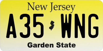 NJ license plate A35WNG