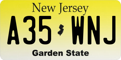 NJ license plate A35WNJ