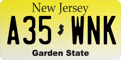 NJ license plate A35WNK