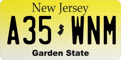 NJ license plate A35WNM