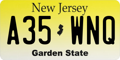 NJ license plate A35WNQ