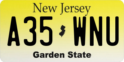 NJ license plate A35WNU