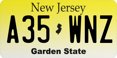 NJ license plate A35WNZ
