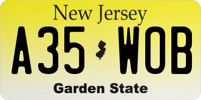 NJ license plate A35WOB