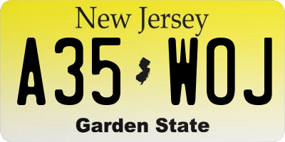 NJ license plate A35WOJ