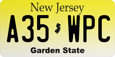 NJ license plate A35WPC