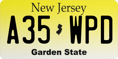 NJ license plate A35WPD