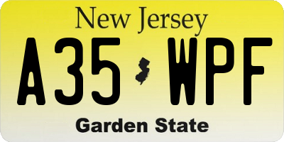 NJ license plate A35WPF