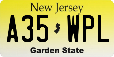 NJ license plate A35WPL