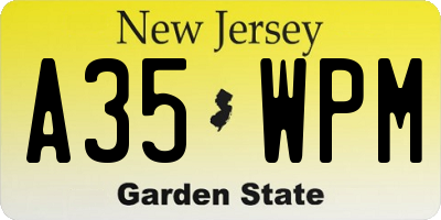 NJ license plate A35WPM