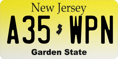 NJ license plate A35WPN