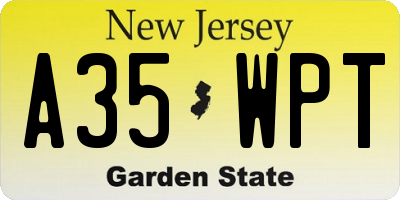 NJ license plate A35WPT
