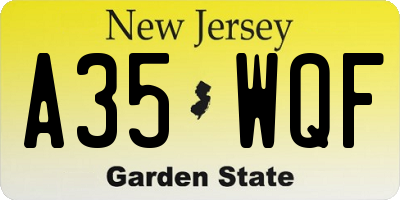 NJ license plate A35WQF