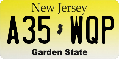 NJ license plate A35WQP