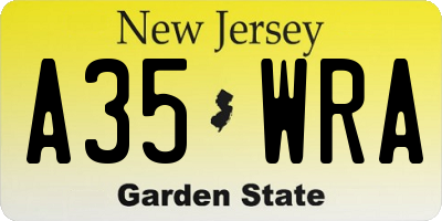 NJ license plate A35WRA