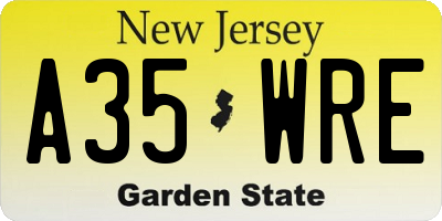 NJ license plate A35WRE