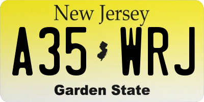 NJ license plate A35WRJ