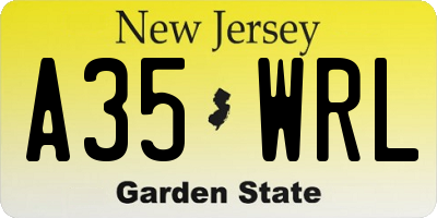 NJ license plate A35WRL