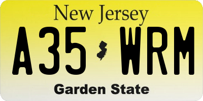NJ license plate A35WRM