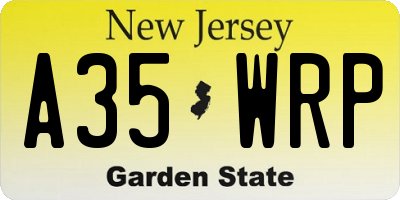 NJ license plate A35WRP