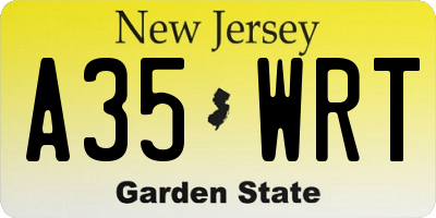 NJ license plate A35WRT