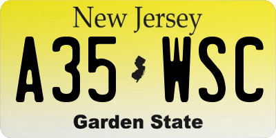 NJ license plate A35WSC