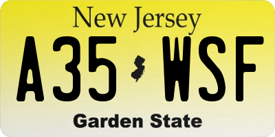 NJ license plate A35WSF