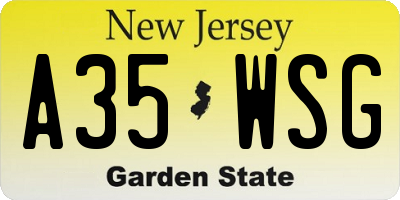 NJ license plate A35WSG