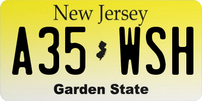 NJ license plate A35WSH