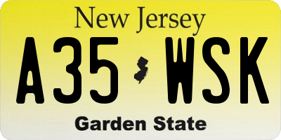 NJ license plate A35WSK