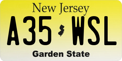 NJ license plate A35WSL