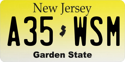 NJ license plate A35WSM