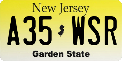 NJ license plate A35WSR