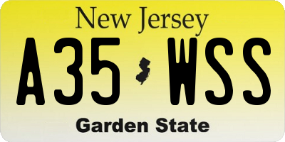 NJ license plate A35WSS