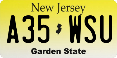 NJ license plate A35WSU