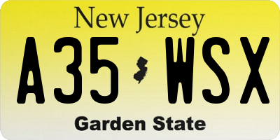 NJ license plate A35WSX