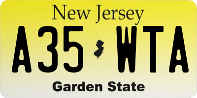 NJ license plate A35WTA
