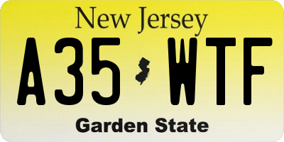 NJ license plate A35WTF