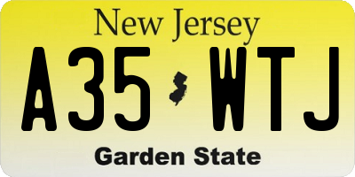 NJ license plate A35WTJ