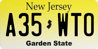 NJ license plate A35WTO