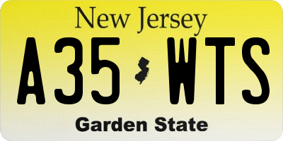 NJ license plate A35WTS
