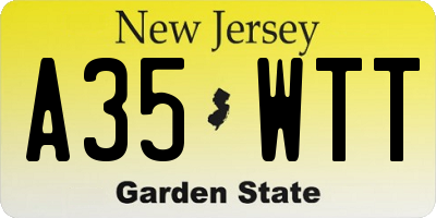 NJ license plate A35WTT