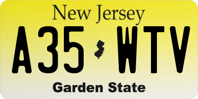 NJ license plate A35WTV