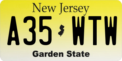 NJ license plate A35WTW