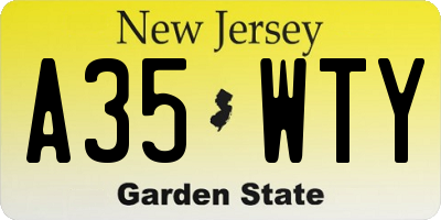 NJ license plate A35WTY