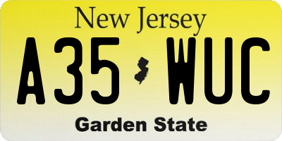 NJ license plate A35WUC