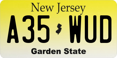 NJ license plate A35WUD
