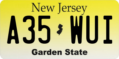 NJ license plate A35WUI