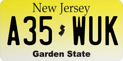 NJ license plate A35WUK